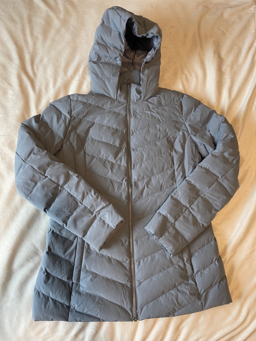 32 Degrees Women's Light Gray Hooded Puffer Coat